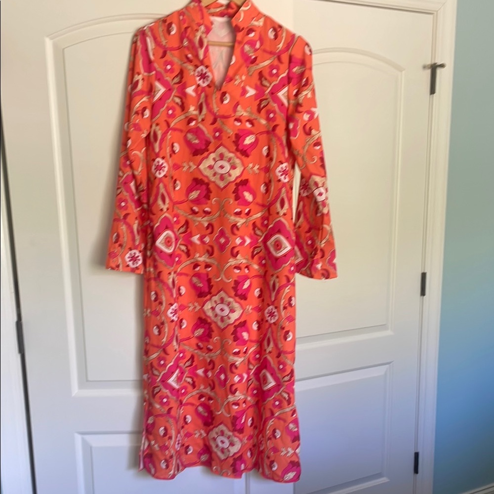Vibrant Orange and Pink Floral Dress